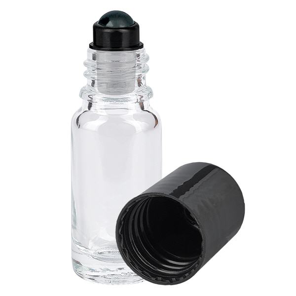 Apoteksflaska klar 10ml roll-on lock svart Apoteksflaska klar 10ml roll-on lock svart
