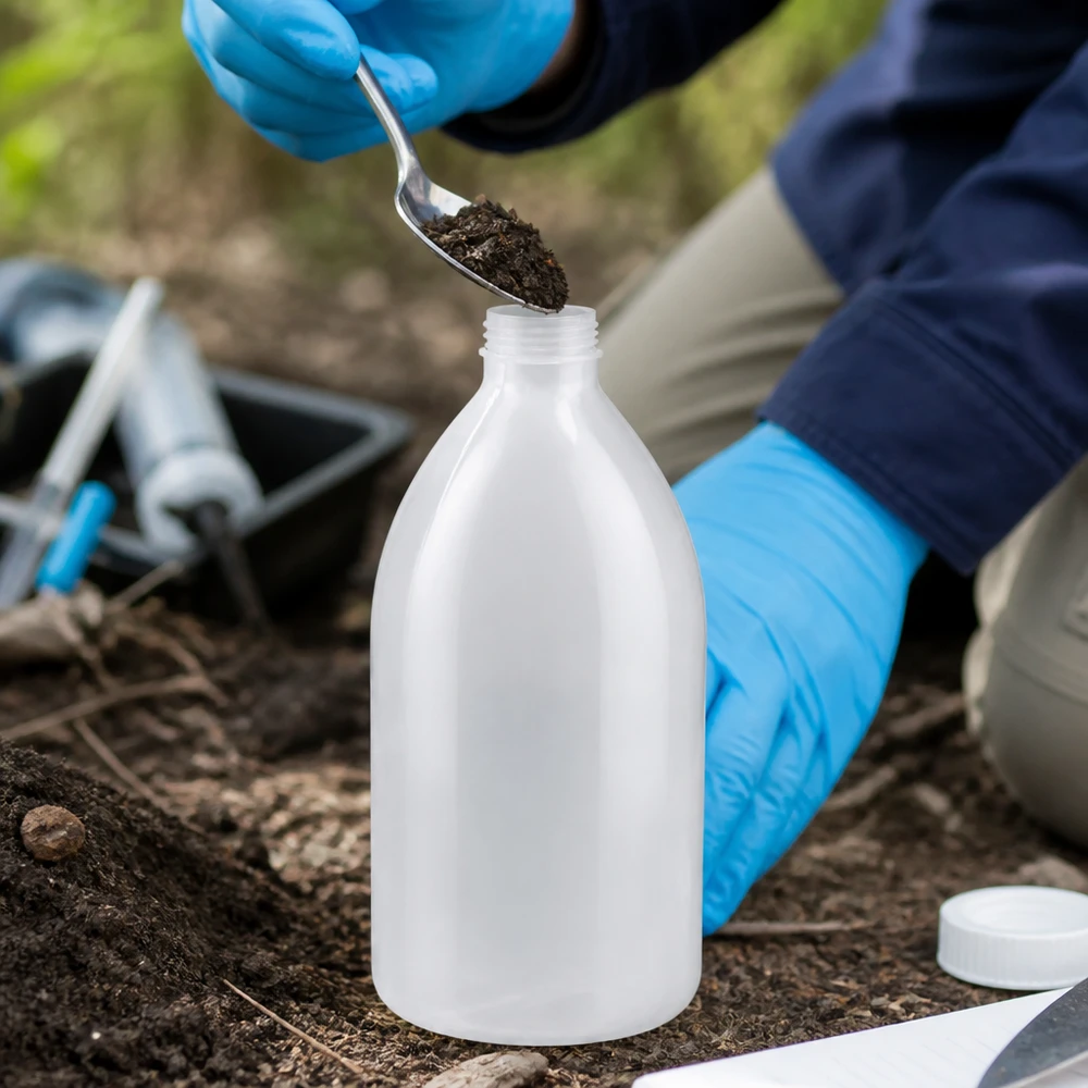 1000ml laboratorieflaska med smal hals utan lock 1000 ml laboratorieflaska av HDPE med smal hals för insamling av markprover utomhus, utan lock