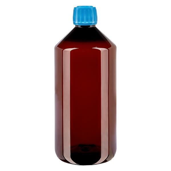PET-flaska 1000ml med blått säkerhetslock PET-flaska 1000ml med blått säkerhetslock
