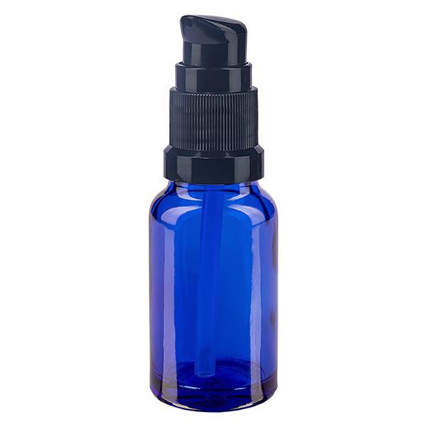 Apoteksflaska blå 10ml pumplock svart standard Apoteksflaska blå 10ml pumplock svart standard