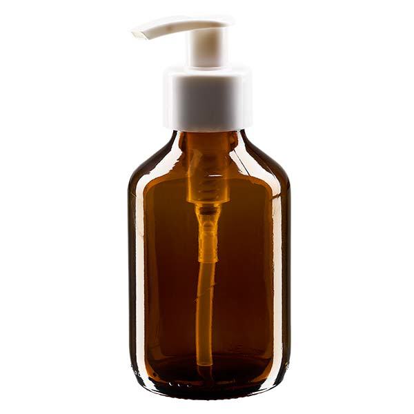 150ml medicinflaska brun, med dispenserpump vit ApoGlas 150ml medicinflaska brun, med dispenserpump vit ApoGlas