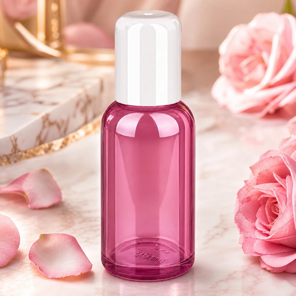 30ml roll-on flaska vit standard PurpleLine UT18/30 Elegant 30 ml roll-on-flaska i lila-violett med vitt lock för professionella kosmetiska produkter