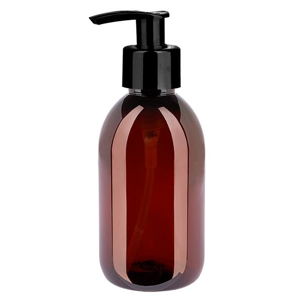 PET-flaska 250ml med dispenserpump svart PET-flaska 250ml med dispenserpump svart