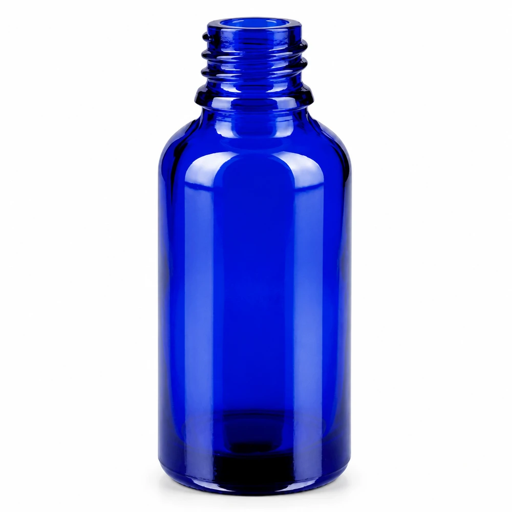 Kompakt 30 ml glassprayflaska i elegant blå färg för exakt dosering av vätskor