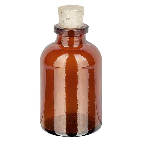 Bärnstensfärgad glasflaska 30ml med kork 11/14mm Bärnstensfärgad glasflaska 30ml med kork 11/14mm
