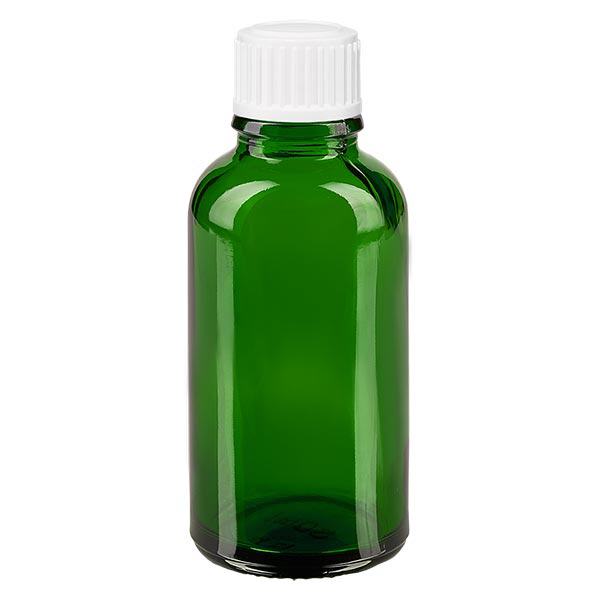 Apoteksflaska grön 30ml skruvkork vit standard Apoteksflaska grön 30ml skruvkork vit standard