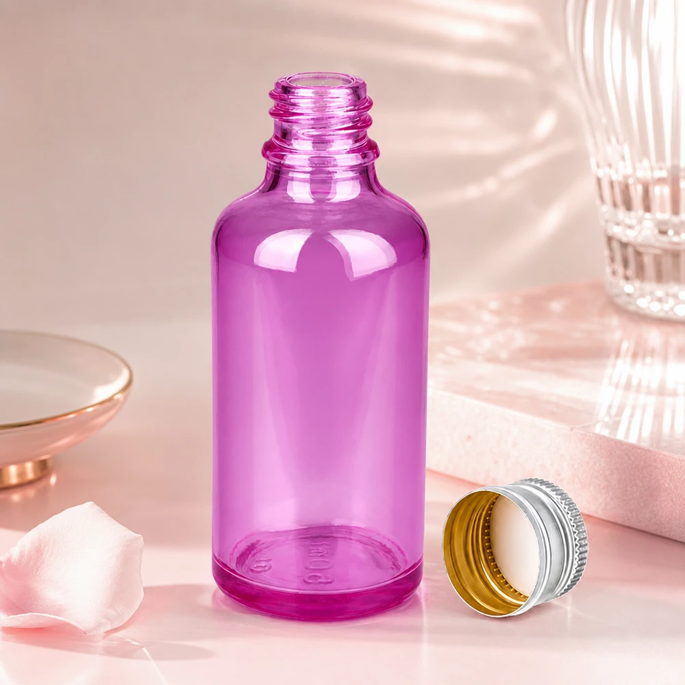 50ml flaska 11mm skruvkork aluminium-silver standard PurpleLine.UT18/50 50 ml violett burk med aluminiumlock - idealisk för ljuskänsliga oljor och essenser
