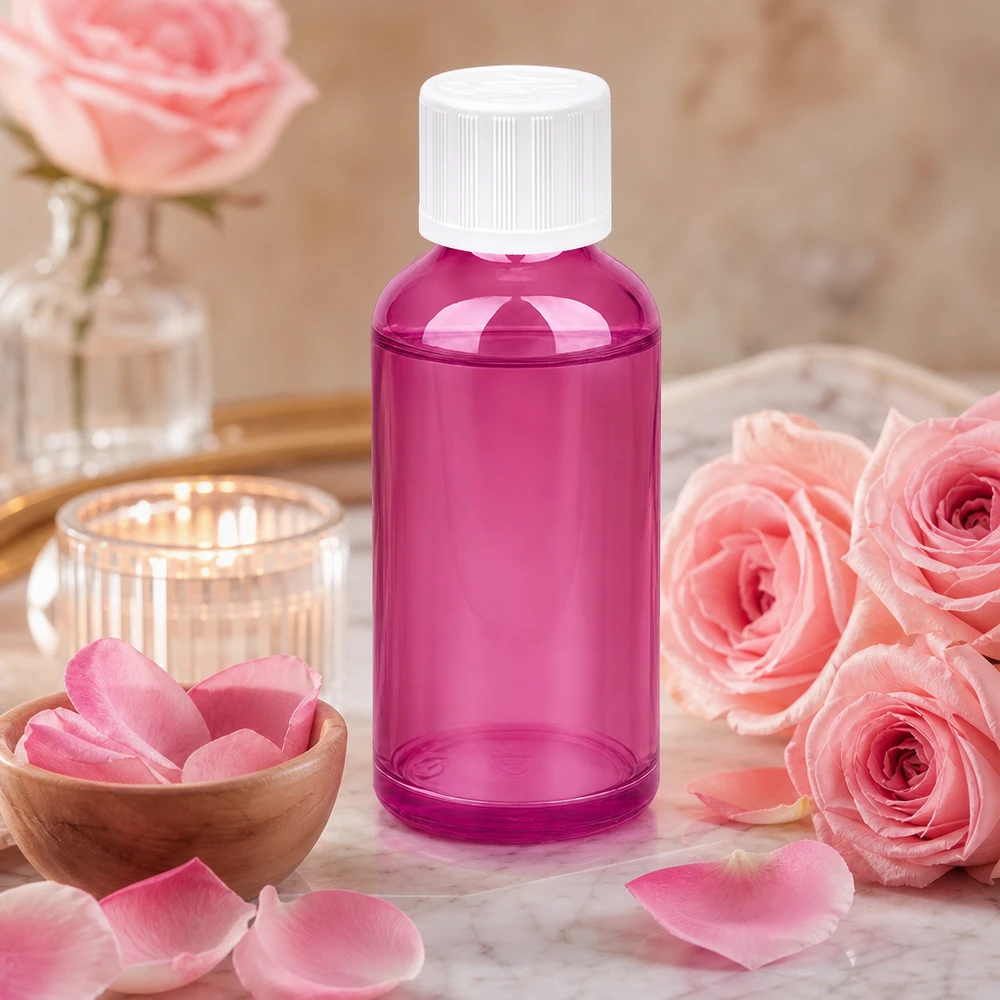 50 ml flaska 11mm skruvkork vit standard barnsäker PurpleLine UT18/50 Kompakt 50 ml flaska i Purple Line-design med standardlock för aromaterapi