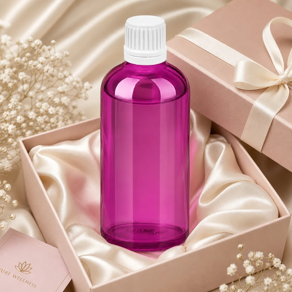 100ml droppflaska 0,7mm vit Originality skruvkork PurpleLine UT18/100 Praktisk 100 ml PurpleLine droppflaska med transparent lila design för enkel kontroll av fyllnadsnivån