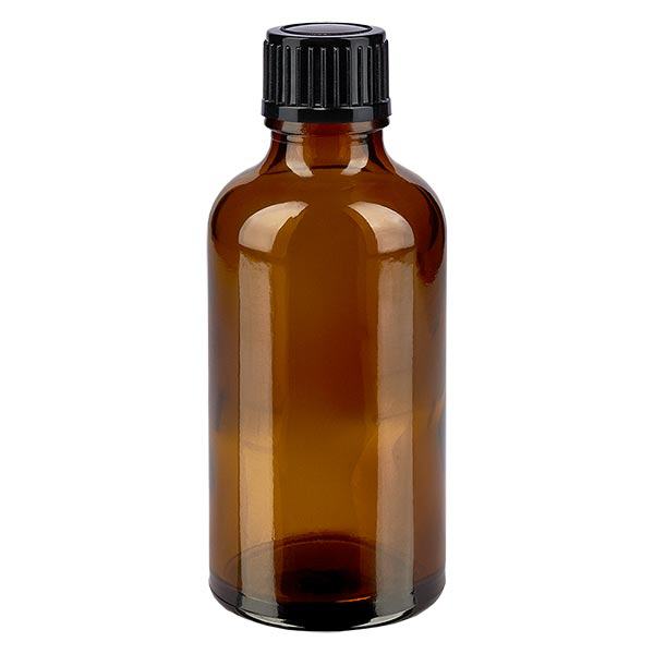 Apoteksflaska brun 50ml dropplock 1mm svart standard