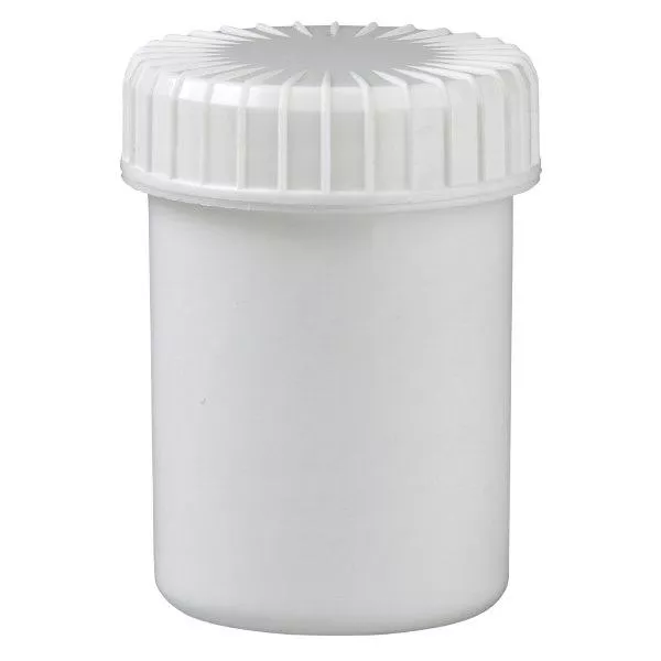 Vit skruvburk 40 ml med räfflat lock Vit skruvburk 40 ml med räfflat lock