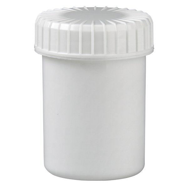 Vit skruvburk 40 ml med räfflat lock Vit skruvburk 40 ml med räfflat lock