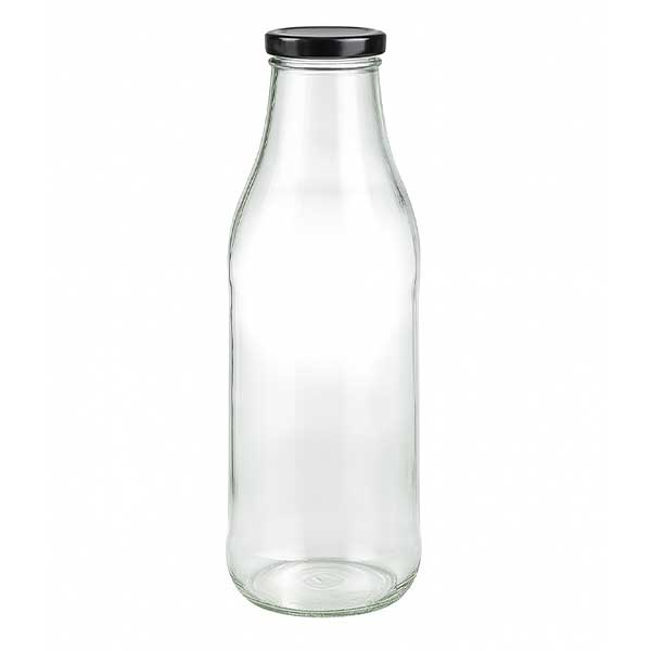 1000 ml glasflaska + BasicSeal-lock svart UNiTWIST