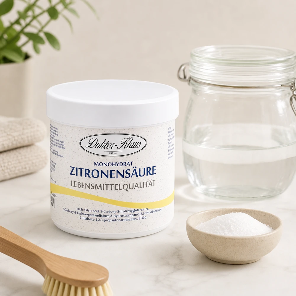 Citronsyra 250g Doktor-Klaus 250g Zitronensäure Doktor-Klaus in wiederverschließbarer Dose mit Einmachglas im Set