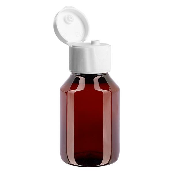 PET-flaska 50 ml med vitt flip-top-lock PET-flaska 50 ml med vitt flip-top-lock