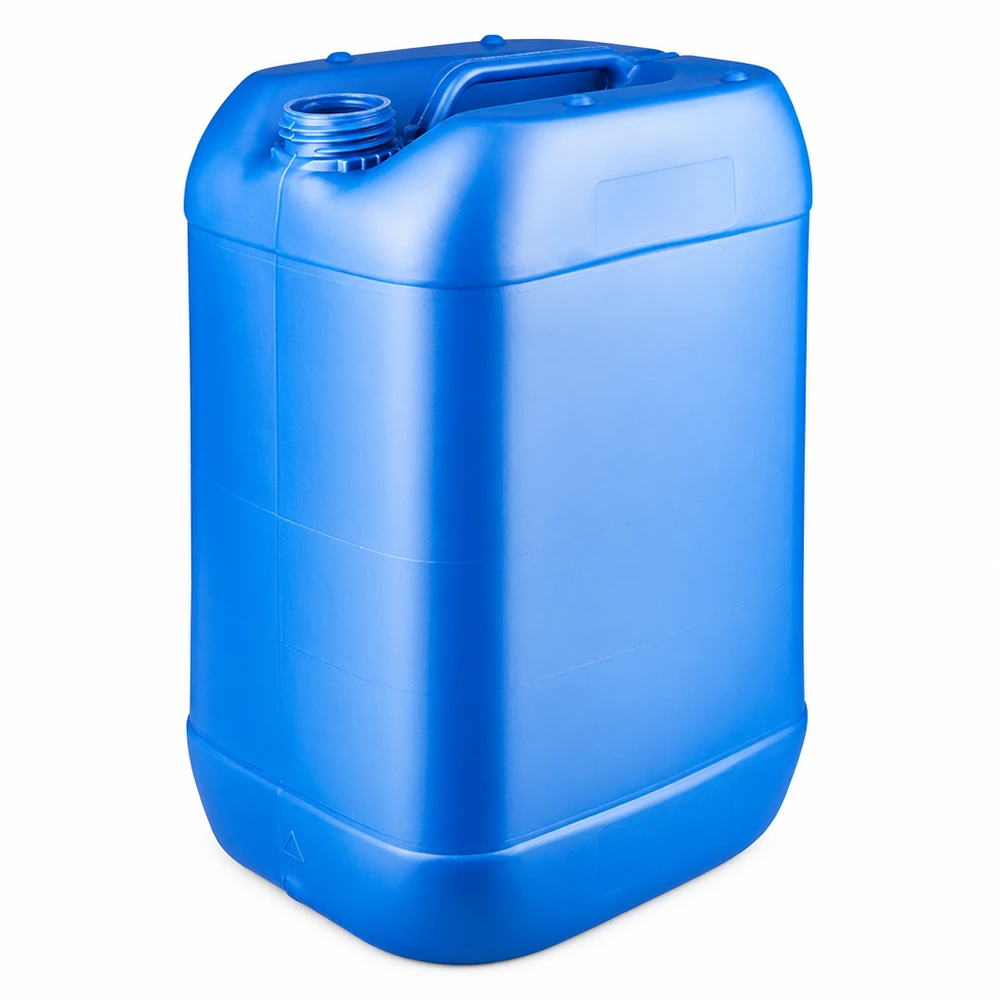 Blå plastdunk på 25 liter utan lock för säker förvaring av vätskor