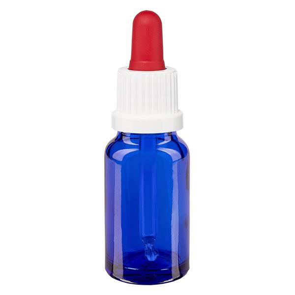 Apoteksflaska blå 10ml pipett vit/röd säkerhetsförslutning Apoteksflaska blå 10ml pipett vit/röd säkerhetsförslutning
