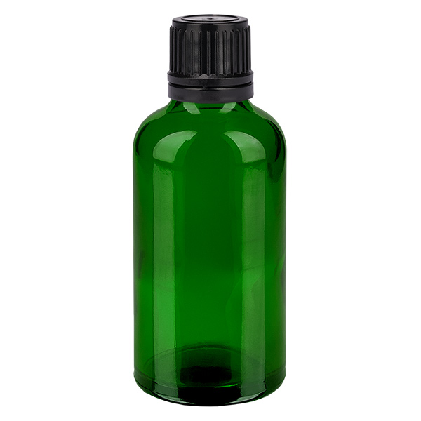 50ml globflaska 3mm hällring svart förslutning GreenL. UT18/50