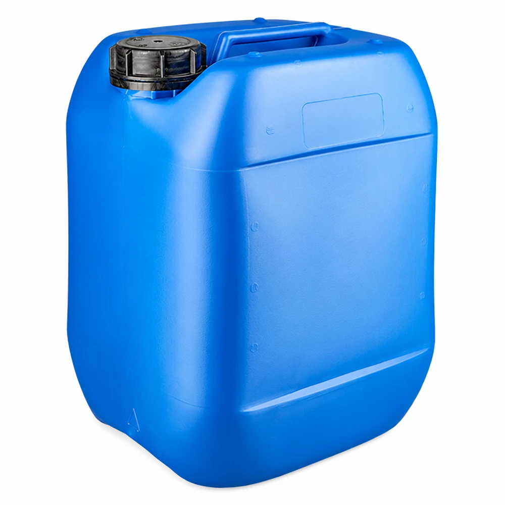 Blå plastdunk på 10 liter med svart skruvlock (OV) för säker förvaring
