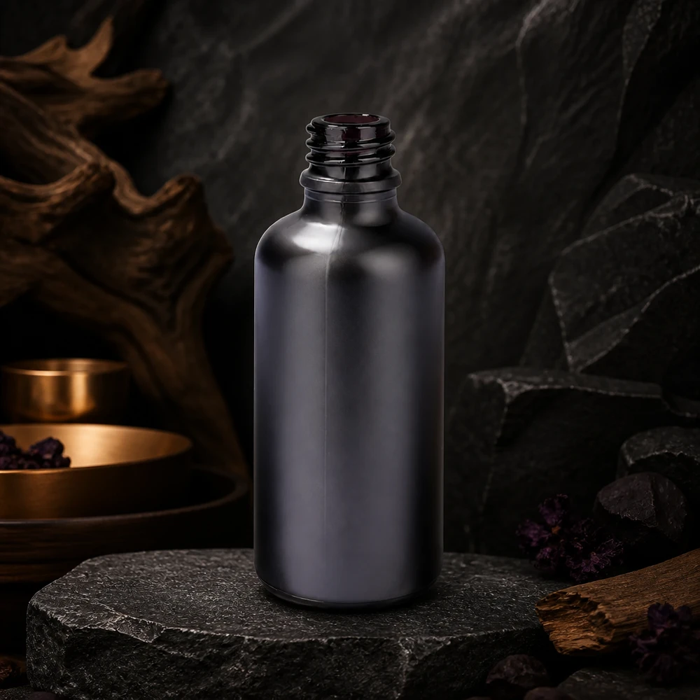 Svart 50 ml apoteksflaska BlackLine UT18/50 UNiTWIST med praktisk UNiTWIST-gänga