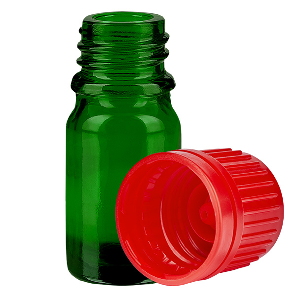 5ml flaska 11mm skruvkork röd sabotagesäker kapsyl GreenLine UT18/5 5ml flaska 11mm skruvkork röd sabotagesäker kapsyl GreenLine UT18/5