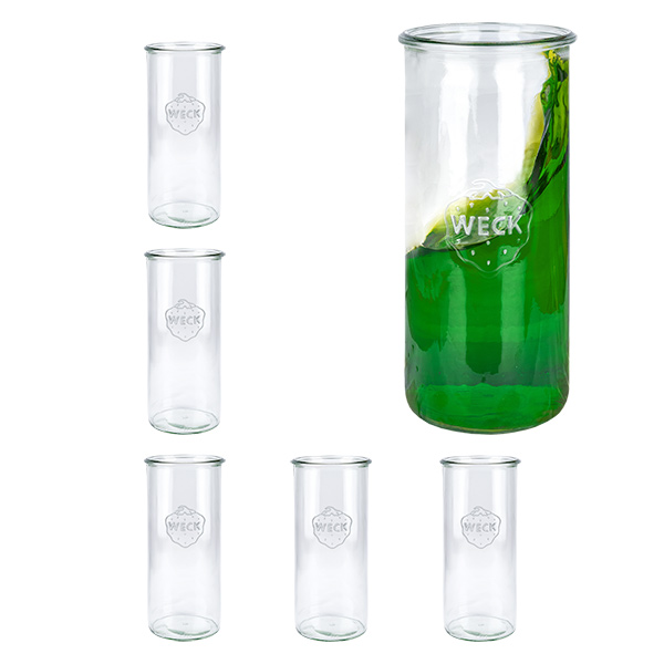 Set med 6 Weck-glas à 1500 ml, runda.