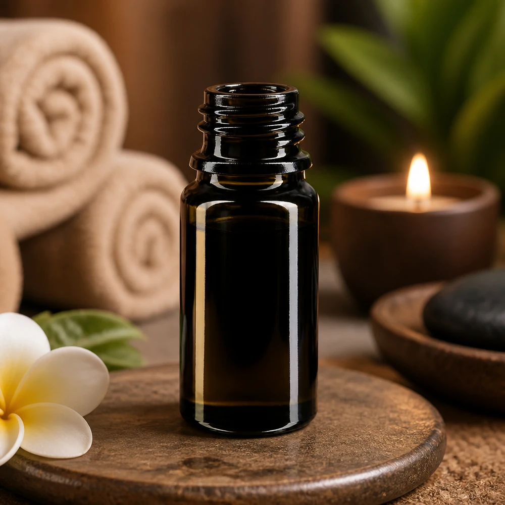 Praktisk 5 ml Orion droppflaska tillverkad av violett Miron-glas, idealisk för aromaterapi och wellness