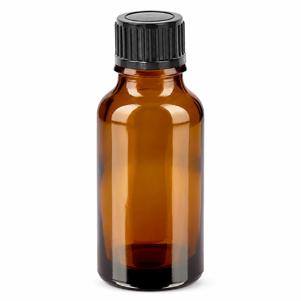 20ml flaska 11mm skruvkork svart standard BrownLine UT18/20 20 ml brun glasflaska med svart skruvlock för eteriska oljor och kosmetika