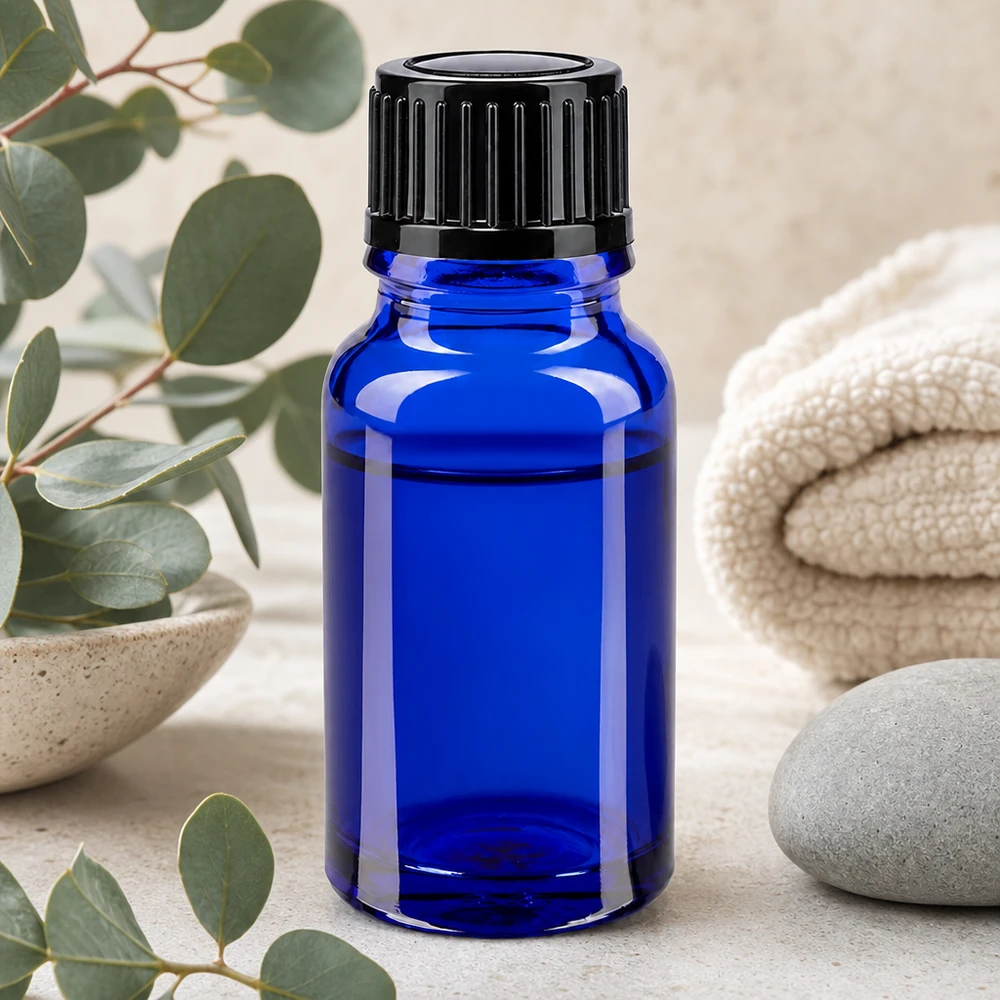 Koboltblå 10 ml apoteksflaska SV STD svart 11 mm för aromaterapi och wellness