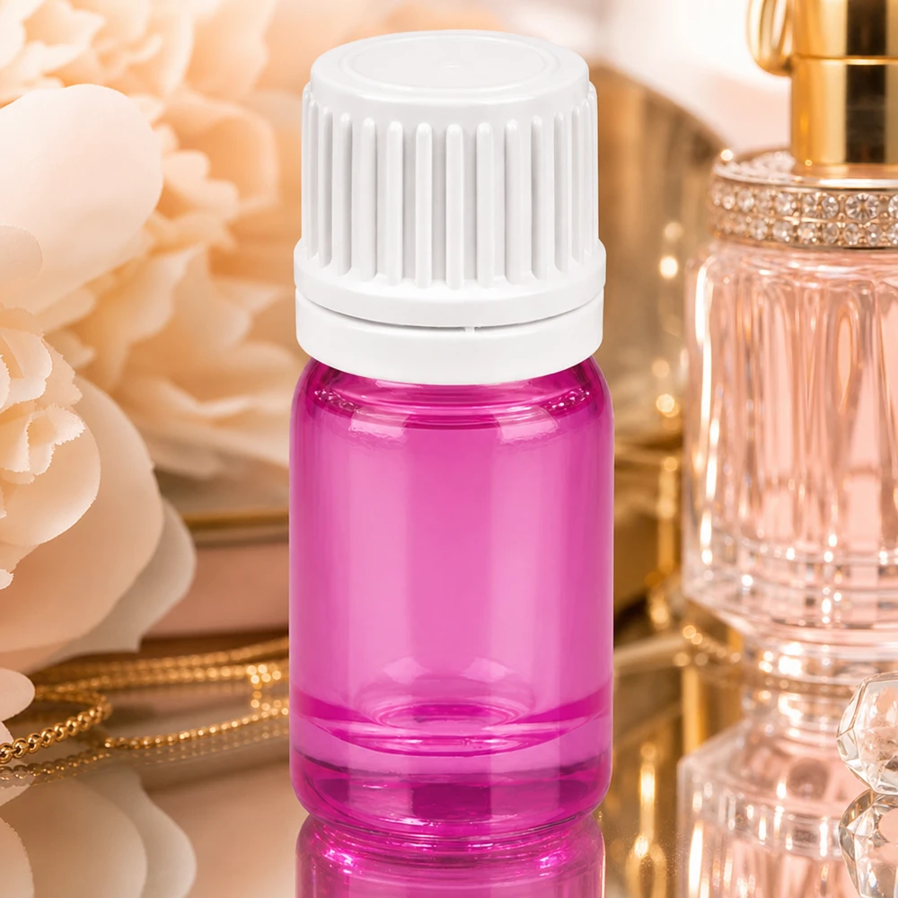 5ml droppflaska 0,7mm vit Originality skruvkork PurpleLine UT18/5 Högkvalitativ 5 ml droppflaska med 0,7 mm doseringsöppning i lila för aromaterapi