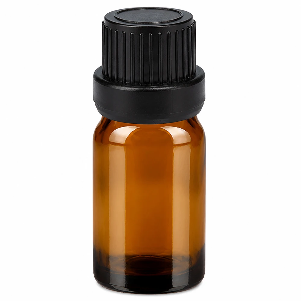 5ml Droppflaska 2 mm svart med sabotagesäkert lock BrownLine UT18/5 5ml droppflaska brun med svart lock för eteriska oljor och essenser