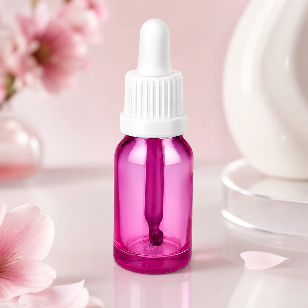 10ml pipettflaska vit Originality skruvkork PurpleLine UT18/10 Elegant pipettflaska 10ml i lila med vit droppare för eteriska oljor