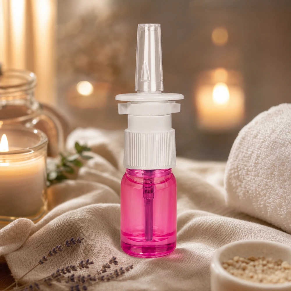 5ml nässprayflaska vit/transparent standard PurpleLine UT18/5 Praktisk 5 ml sprayflaska med UT18/5-gänga för medicinska och kosmetiska nässprayer