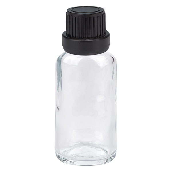 20ml Droppflaska 2mm svart säkerhetslock ClearLine UT18/20