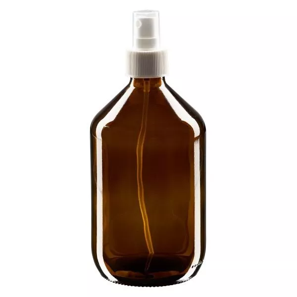 500ml medicinflaska brun, pumpförstärkare vit ApoGlas 500ml medicinflaska brun, pumpförstärkare vit ApoGlas