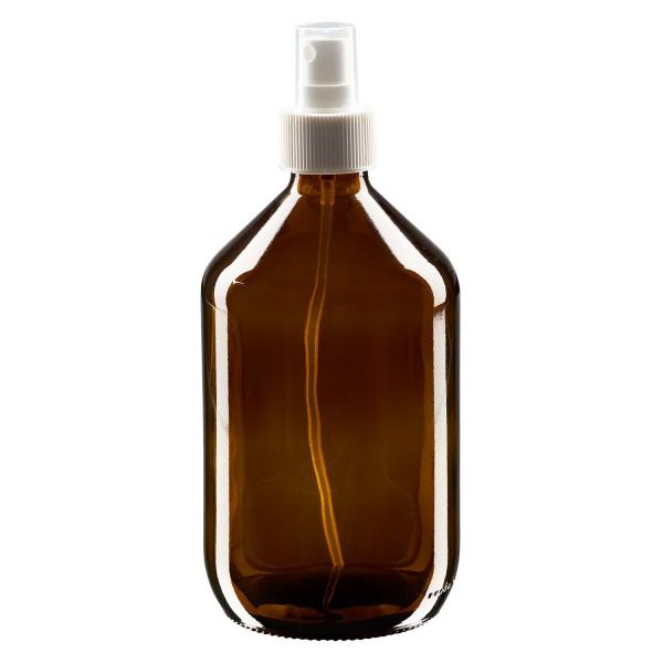 500ml medicinflaska brun, pumpförstärkare vit ApoGlas 500ml medicinflaska brun, pumpförstärkare vit ApoGlas
