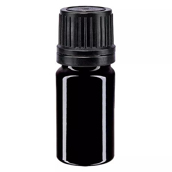 Apoteksflaska violett 5ml skruvlock svart hällring tamper evident stängning Apoteksflaska violett 5ml skruvlock svart hällring tamper evident stängning