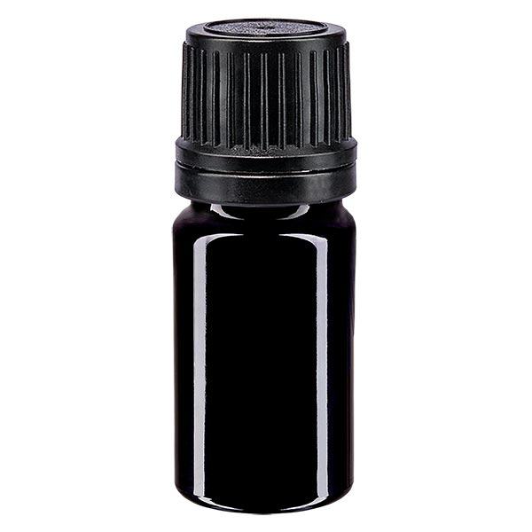 Apoteksflaska violett 5ml skruvlock svart hällring tamper evident stängning Apoteksflaska violett 5ml skruvlock svart hällring tamper evident stängning