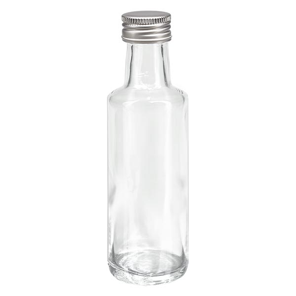 100ml skruvflaska rund kristallklar med silverlock 100ml skruvflaska rund kristallklar med silverlock