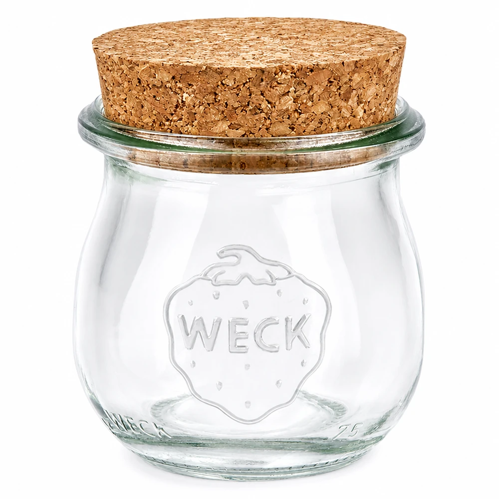 75ml tulpanburk WECK RR40 med kork naturell WECK tulpanburk 75ml RR40 med naturlig korkförslutning konserveringsburk transparent förvaringsburk