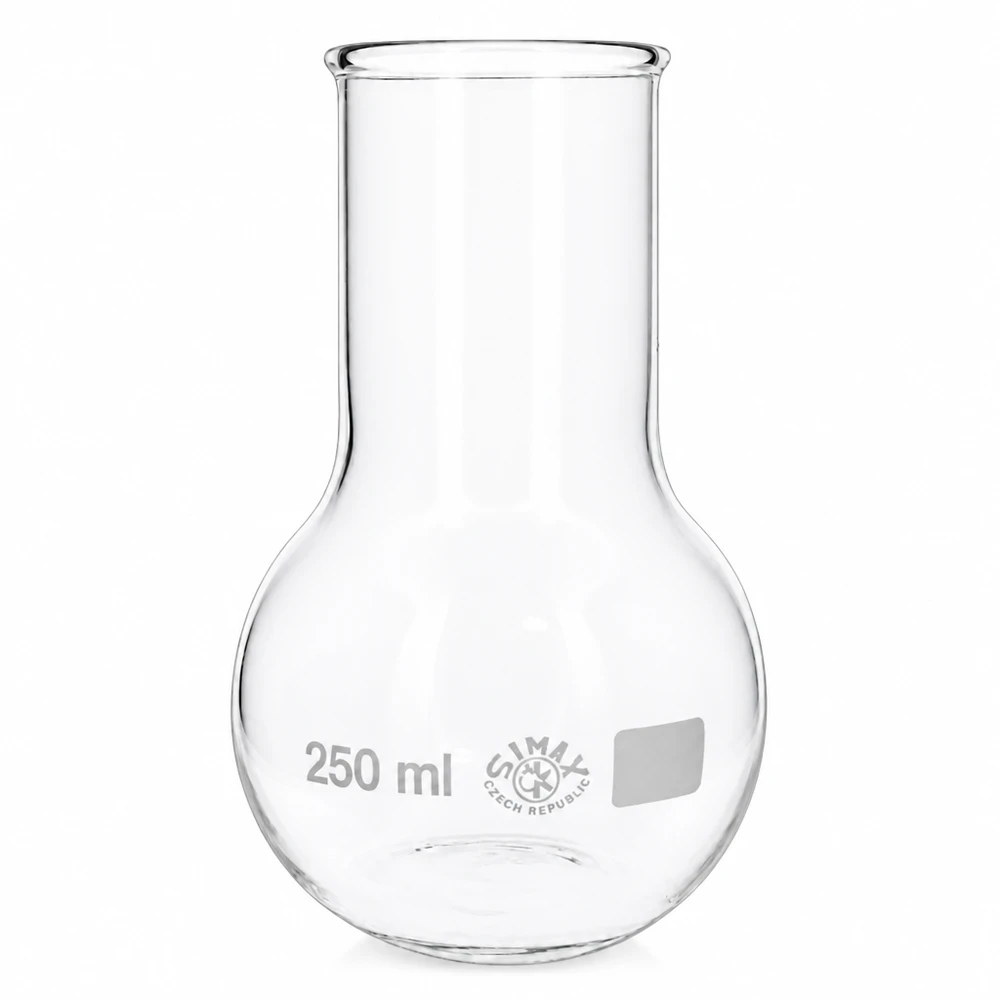 Höftkolv 250 ml bred hals 250 ml kolv med rund botten och bred öppning tillverkad av högkvalitativt borosilikatglas för exakta laboratorieapplikationer