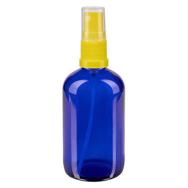 Apoteksflaska blå 100ml spraytillsats gul Apoteksflaska blå 100ml spraytillsats gul