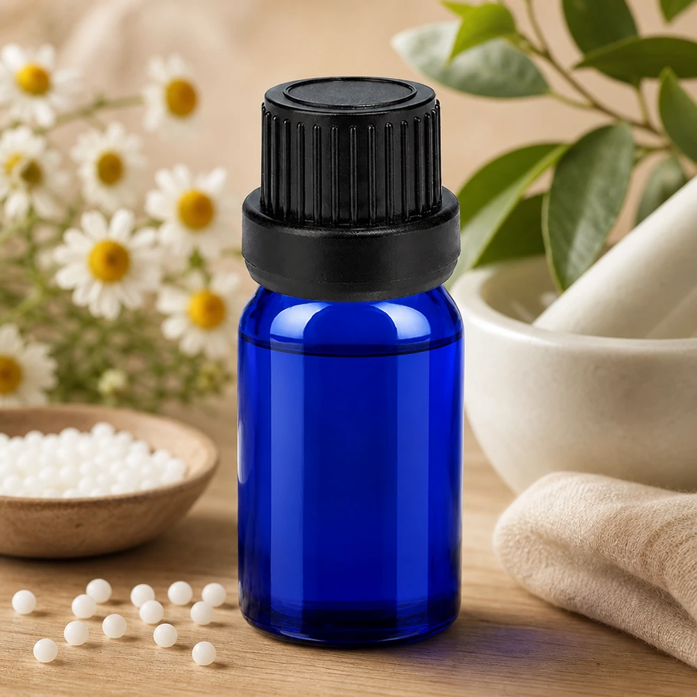 5 ml droppflaska 2 mm svart kapsyl med sabotageskydd BlueLine UT18/5 Blå glasflaska 5ml med exakt 2mm droppinsats OV BlueLine UT18 för kontrollerad applicering