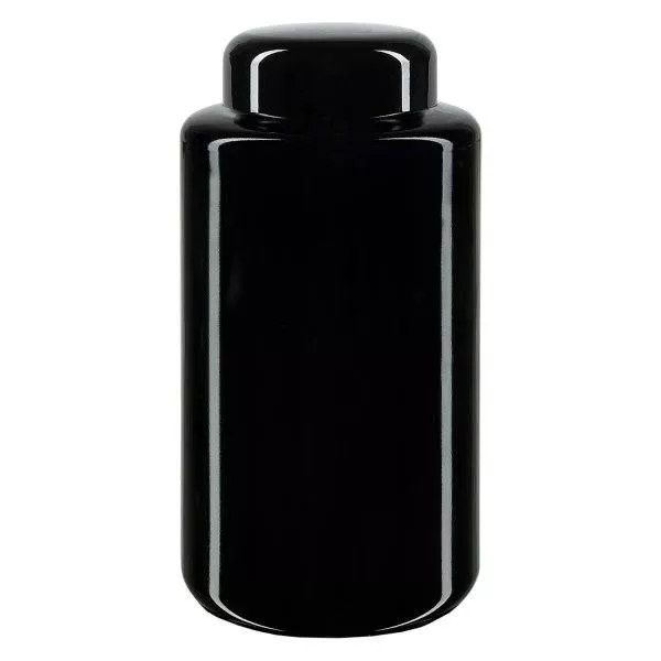 Bredhalsad burk i violett glas 300ml, med svart lock Bredhalsad burk i violett glas 300ml, med svart lock