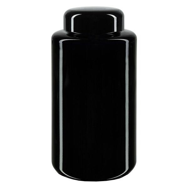 Bredhalsad burk i violett glas 300ml, med svart lock