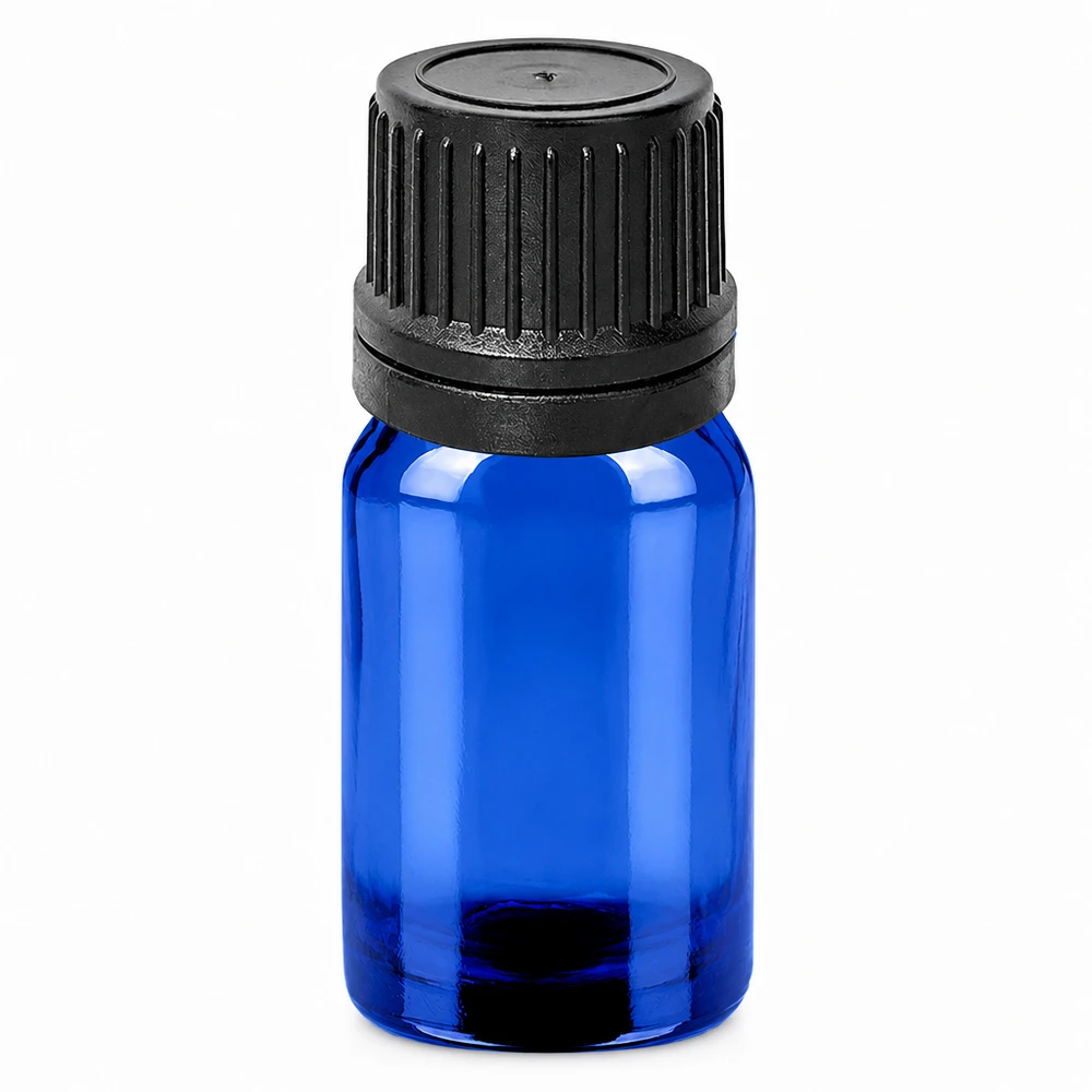 5ml Droppflaska 1mm svart med säkerhetsförslutning BlueLine UT18/5 5 ml droppflaska blå med svart lock för exakt dosering av vätskor