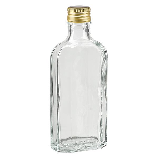 125 ml Meplat klar med aluminiumlock guld PP22