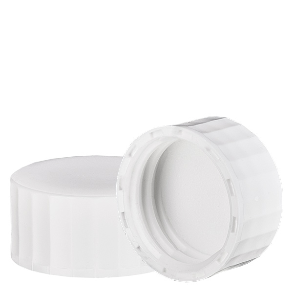 Vitt skruvlock med PE-insats, S27x4