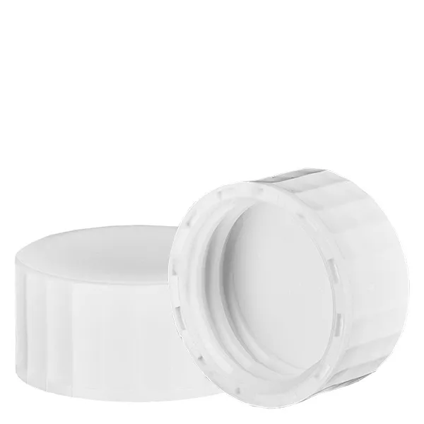 Vitt skruvlock med PE-insats, S27x4