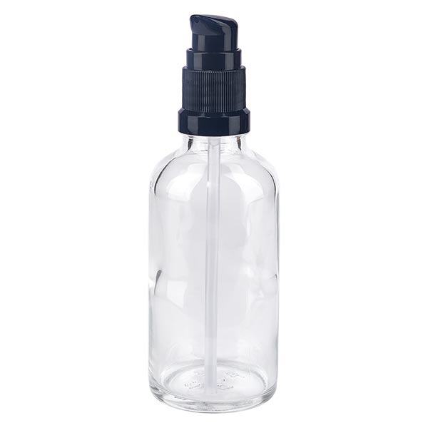 Apoteksflaska klar 50ml pumplock svart standard Apoteksflaska klar 50ml pumplock svart standard